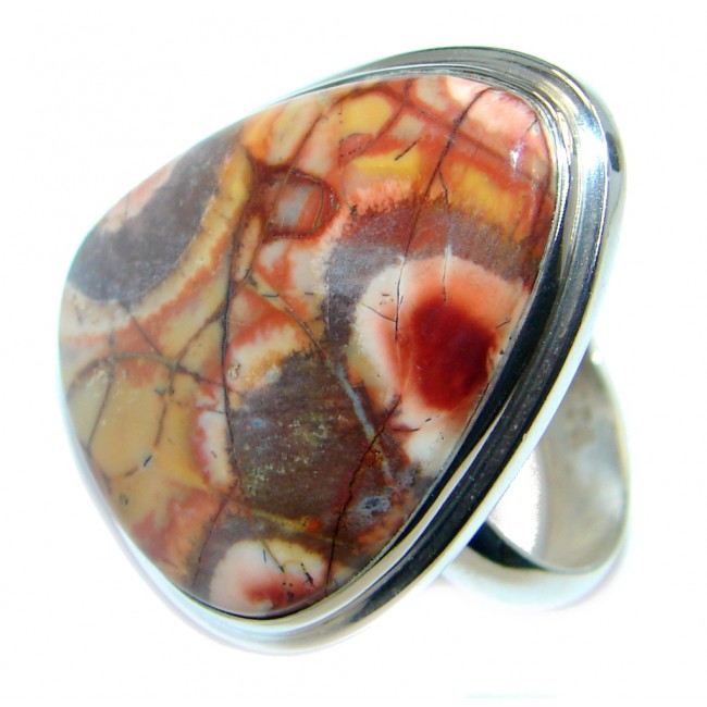 Excellent quality natural Petrified wood Sterling Silver Ring size adjustable