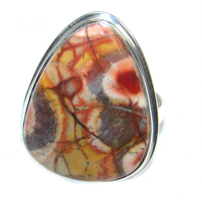 Excellent quality natural Petrified wood Sterling Silver Ring size adjustable
