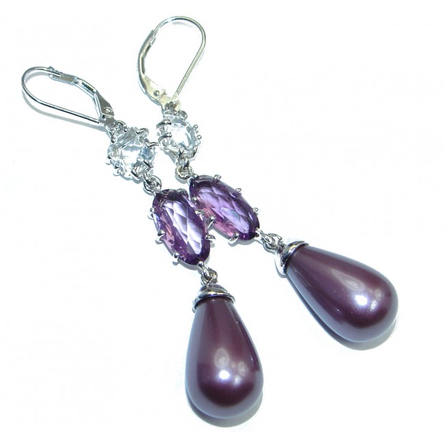 Delicate Beauty Purple Pearl Amethyst Sterling Silver Earrings