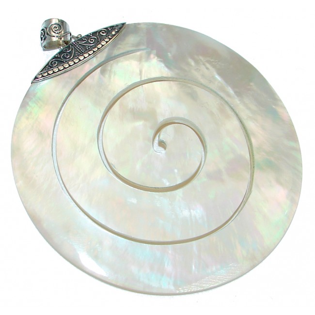 Oversized! 3 3/4 inches long Natural Rainbow Abalone Sterling Silver Pendant