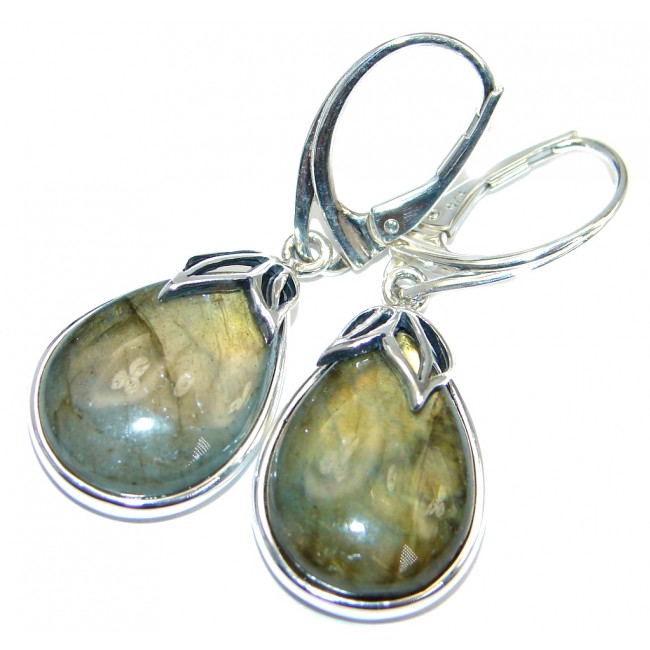 Perfect Modern Fire Labradorite Sterling Silver handcrafted earrings