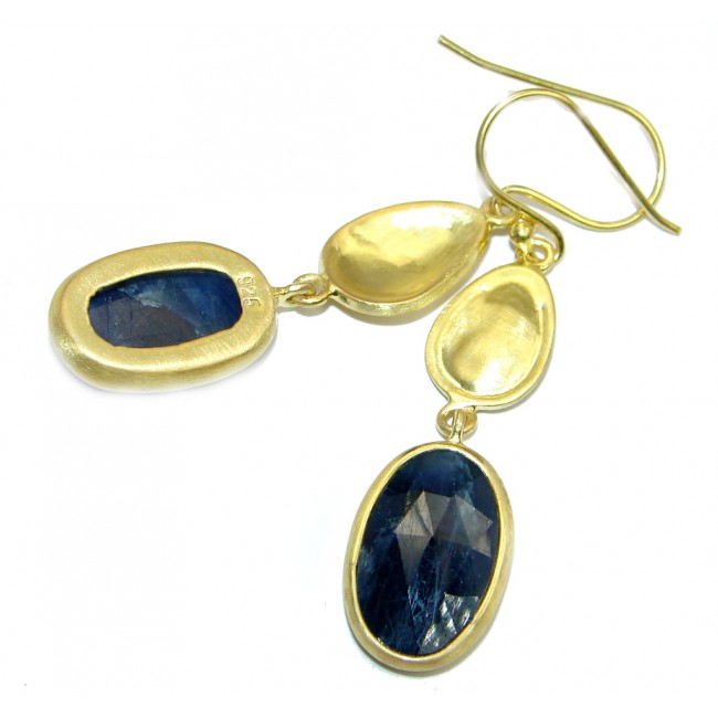 Flawless Sapphire Gold plated over Sterling Silver entirely handmade earrings