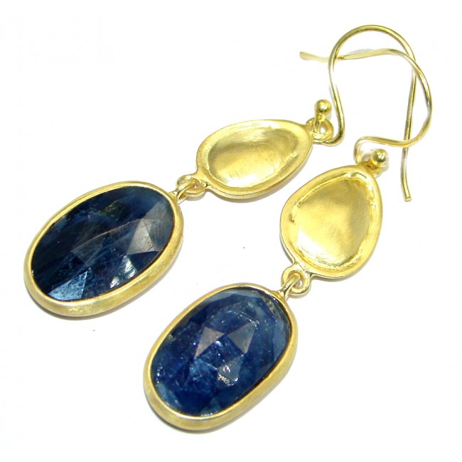 Flawless Sapphire Gold plated over Sterling Silver entirely handmade earrings