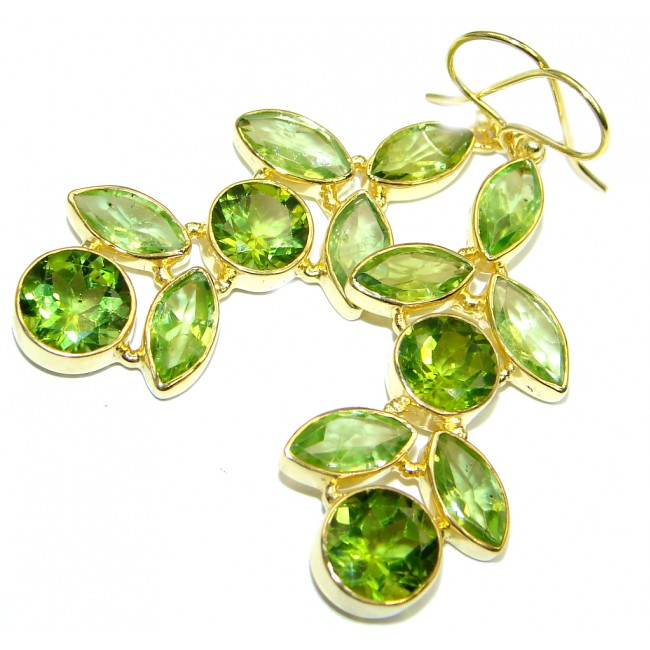 Simulated Peridot gold plated over Sterling Silver handamde earrings