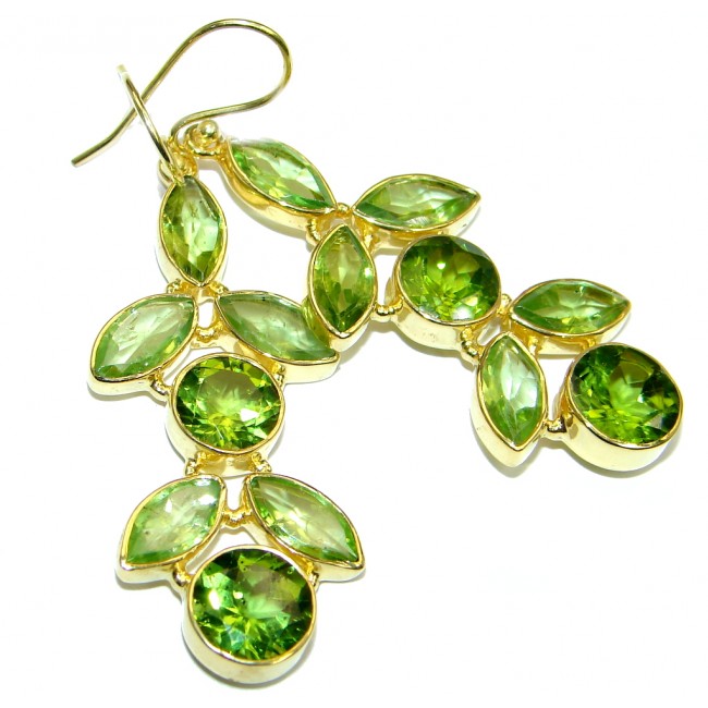 Simulated Peridot gold plated over Sterling Silver handamde earrings