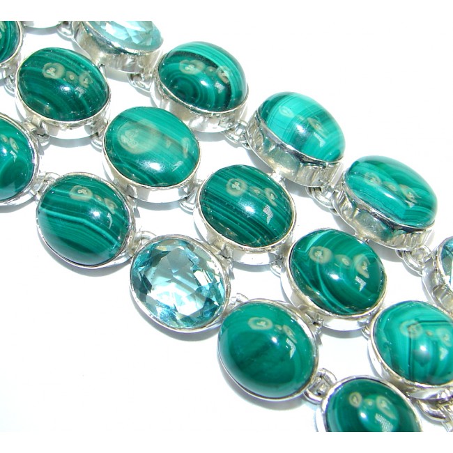 Jumbo Sublime Natural Malachite Sterling Silver handcrafted Bracelet