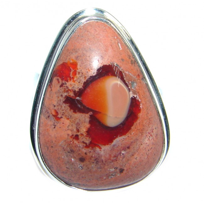 Mexican Fire Opal Oxidized Sterling Silver handmade Ring size 7 adjustable