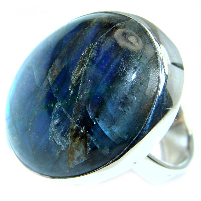 Big Blue Fire Labradorite Sterling Silver handmade ring size 6
