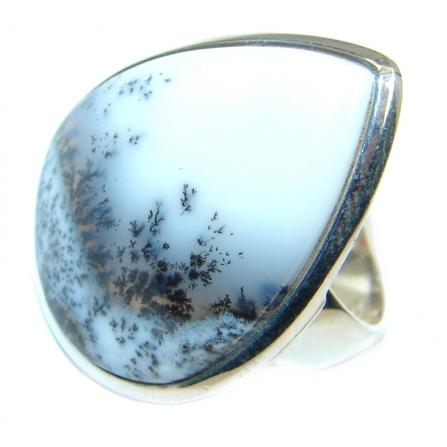 Great Dendritic Agate Sterling Silver hancrafted Ring s. 7 1/2