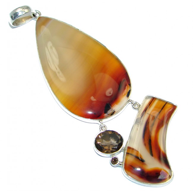 Jumbo AAA quality Montana Agate Sterling Silver handcrafted Pendant