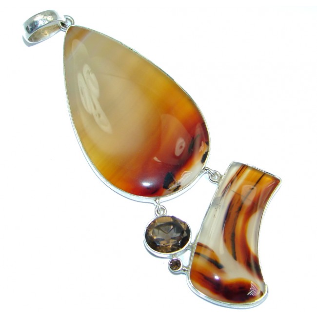 Jumbo AAA quality Montana Agate Sterling Silver handcrafted Pendant