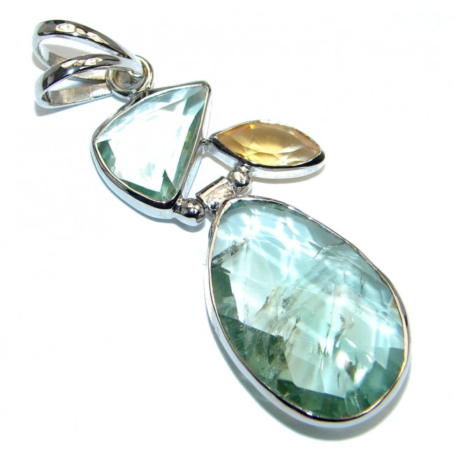 Great quality Green Amethyst Sterling Silver handmade Pendant