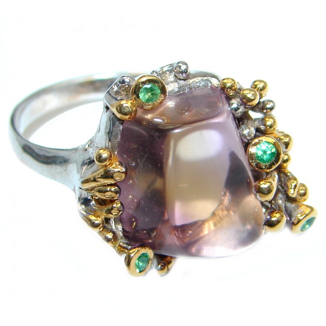 True Beauty Purple Ametrine Emerald Sterling Silver ring s. 7 1/4