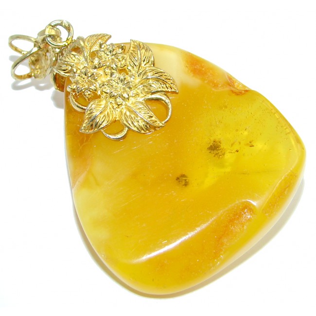 Natural Butterscotch Baltic Amber Sterling Silver handcrafted Pendant
