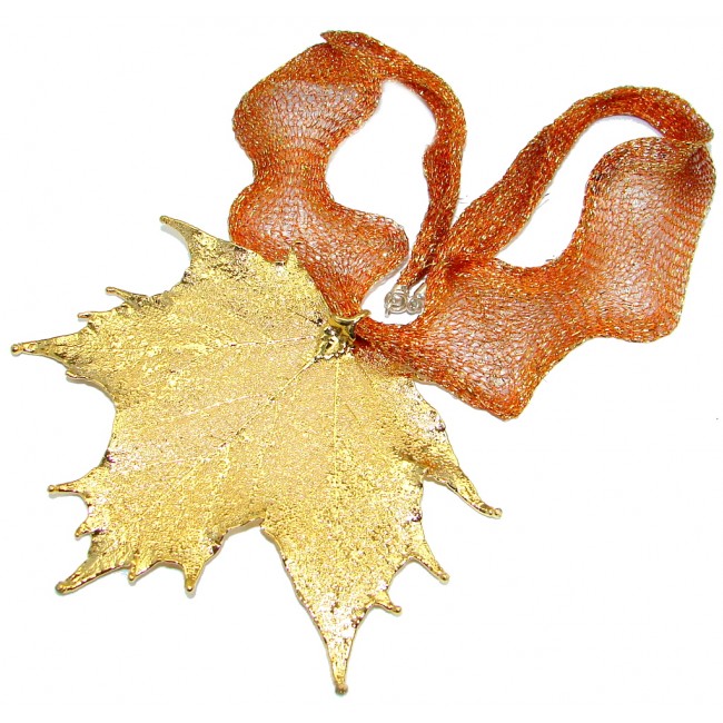 Big Stylish Real Leaf Deep In Copper Sterling Silver necklace