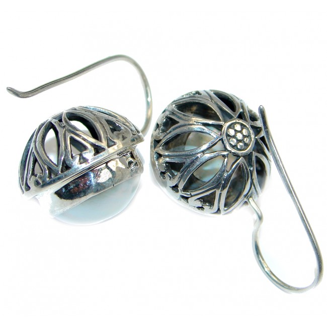 Classic Beauty fresh water Pearl Sterling Silver handmade earrings