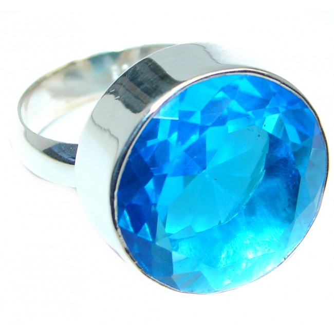 Energazing Blue Quartz Sterling Silver handmade Ring size 7 adjustable