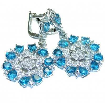 Exquisite London Blue Topaz .925 Sterling Silver handcrafted Earrings