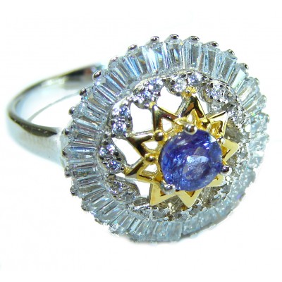 Incredible authentic Tanzanite 14K Gold .925 Sterling Silver handmade Ring size 7 3/4