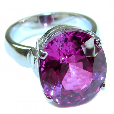 Real Diva 22.5 carat OVAL cut Pink Topaz .925 Silver handcrafted Cocktail Ring s. 8 1/4