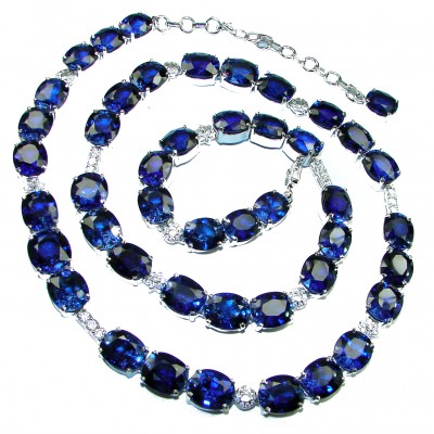Your Majesty Statement London Blue Topaz .925 Sterling Silver 25 inches handcrafted Necklace