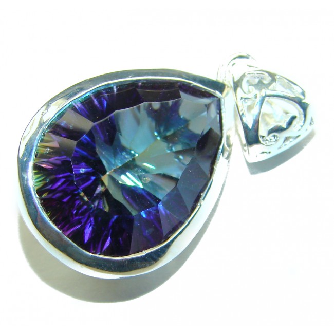 9.5 carat oval cut Mystic Topaz .925 Sterling Silver handcrafted Pendant