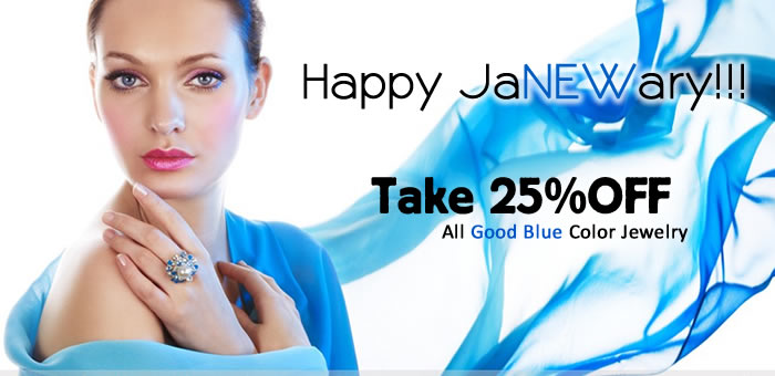 Happy JaNEWary! Take 25% OFF All Good Blue Color Jewelry at www.SilverRushStyle.com