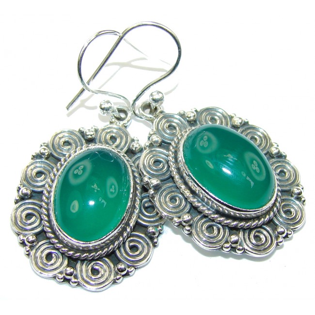 Green Love Agate Sterling Silver earrings
