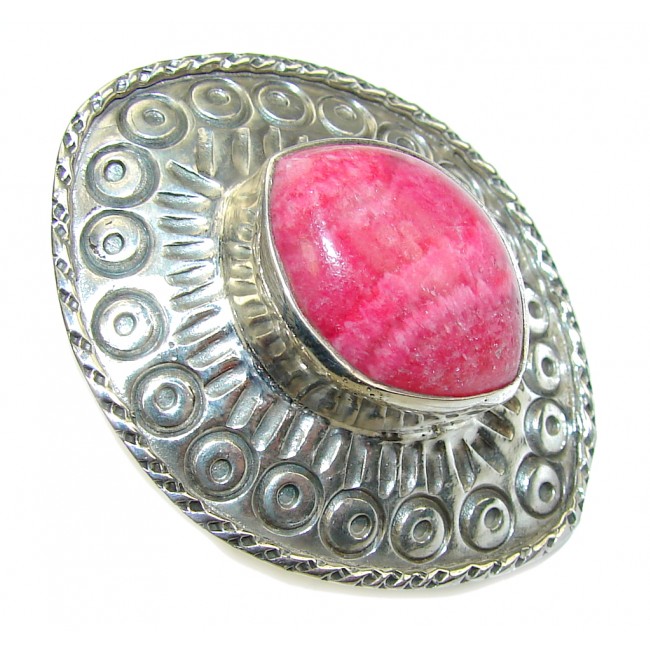 Chunky Natural Beauty AAA Pink Rhodochrosite Sterling Silver ring s. 6 1/4