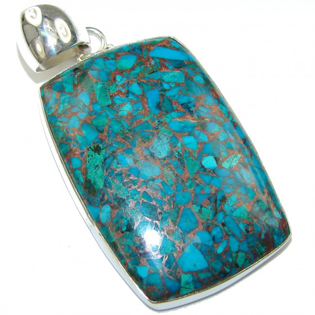 Fabulous!! Crushed Copper Azurite Sterling Silver Pendant