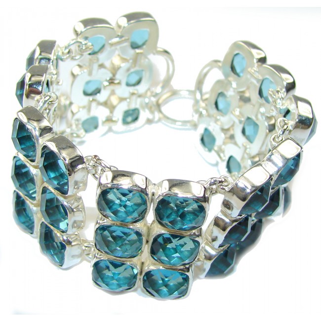 Ocean Beauty! Created Blue Topaz Sterling Silver Bracelet