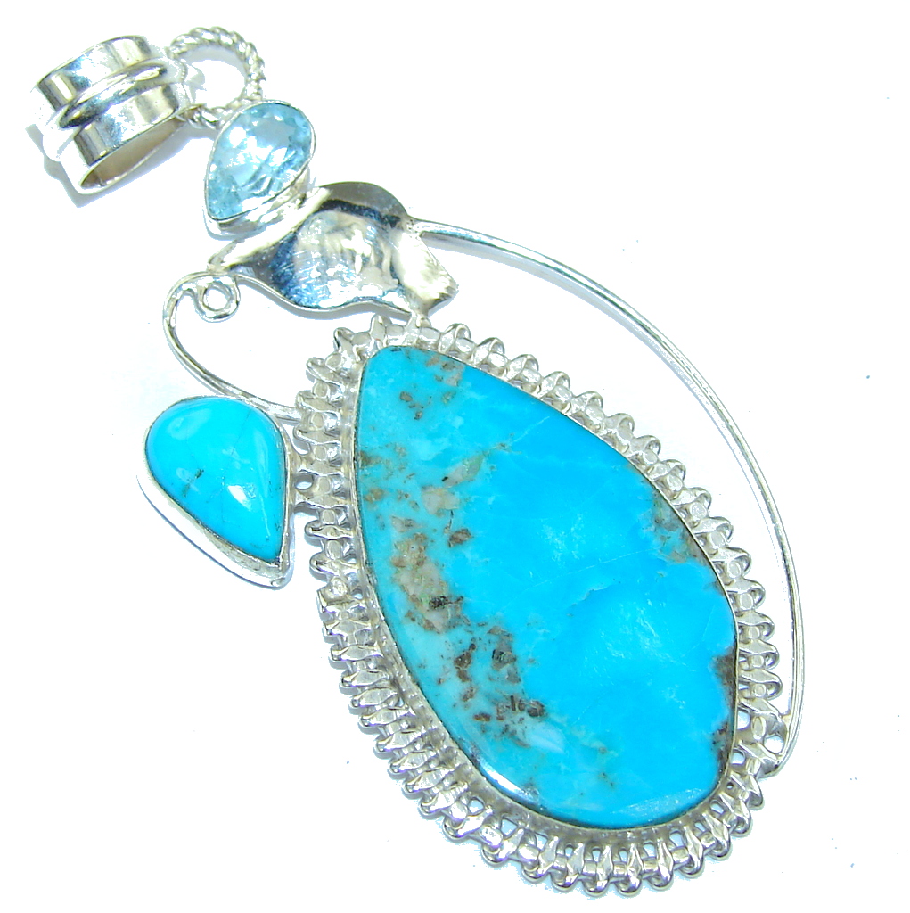 Sleeping Beauty Blue Turquoise Sterling Silver Pendant - model #15-kwi ...