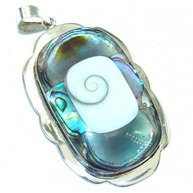 Delicate Rainbow Abalone Shell Sterling Silver Pendant