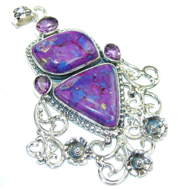 Big! Lavender Beauty Turquoise Sterling Silver Pendant