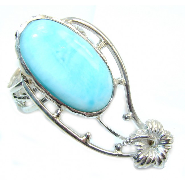 Simple Very Light Blue Larimar Sterling Silver Ring s. 7 1/4