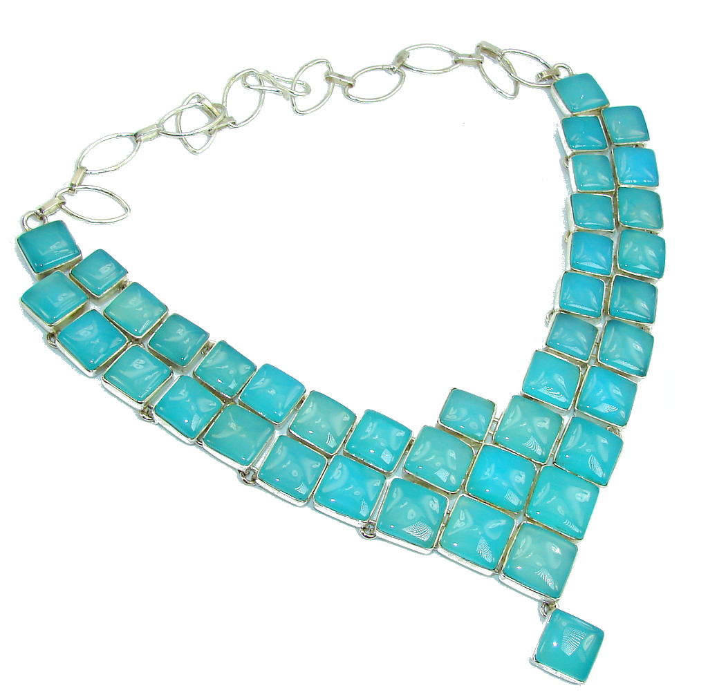 •OOAK - GIZA• blue lace agate + sterling silver necklace (18