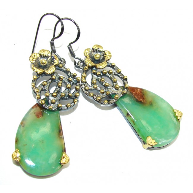 Exclusive! AAA Peruvian Opal, Gold Plated, Rhodium Plated Sterling Silver earrings
