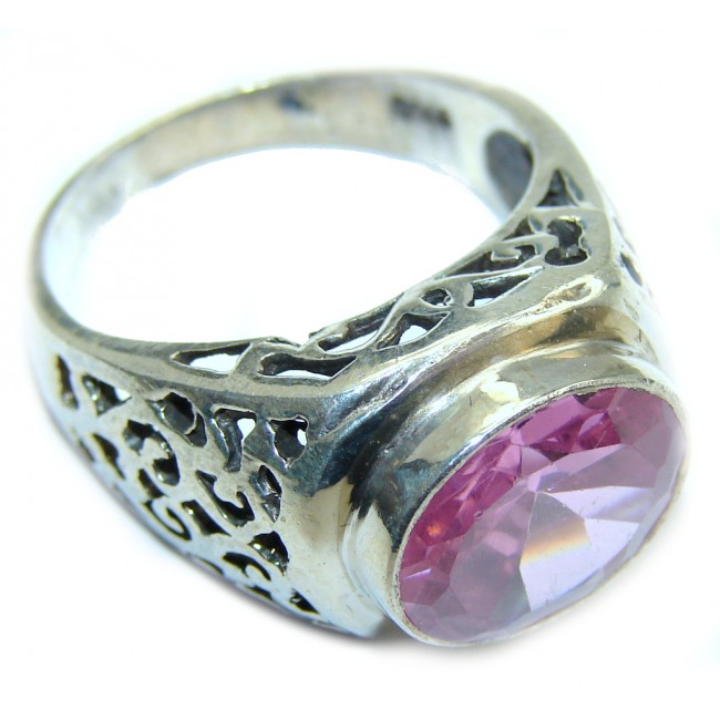Excellend Pink Cubic Zirconia Sterling Silver Ring s. 8