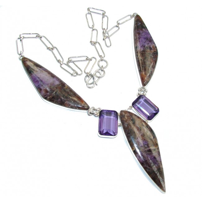 Enigma Purple Charoite Sterling Silver handmade Necklace