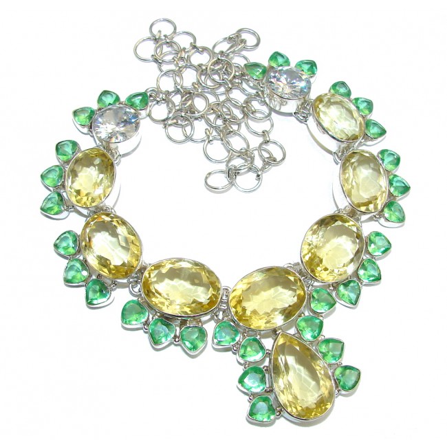 New Imopressive Design Yellow Quartz Sterling Silver Necklace