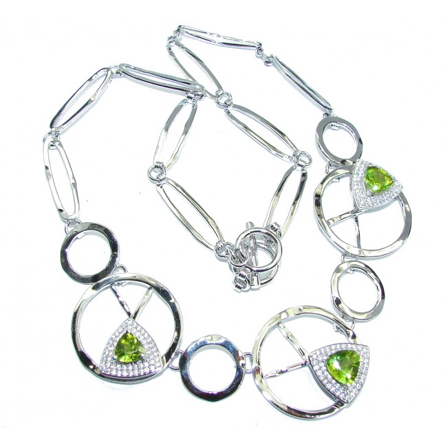 Three Planets Genuine Green Peridot Sterling Silver Necklaces