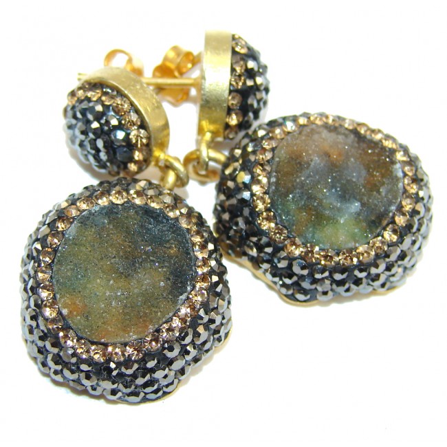 Classic Design Gray Druzy Spinel Copper over Sterling Silver Earrings