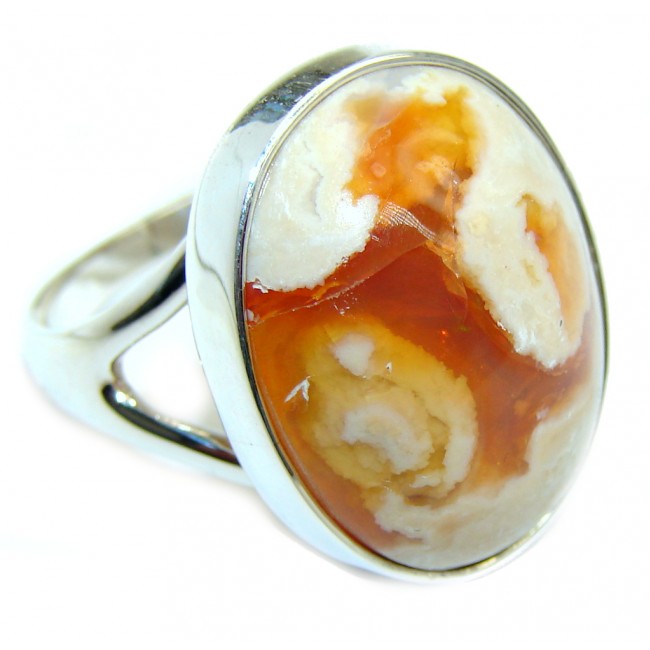 Incredible Beauty Mexican Fire Opal Sterling Silver Ring s. 7 1/2