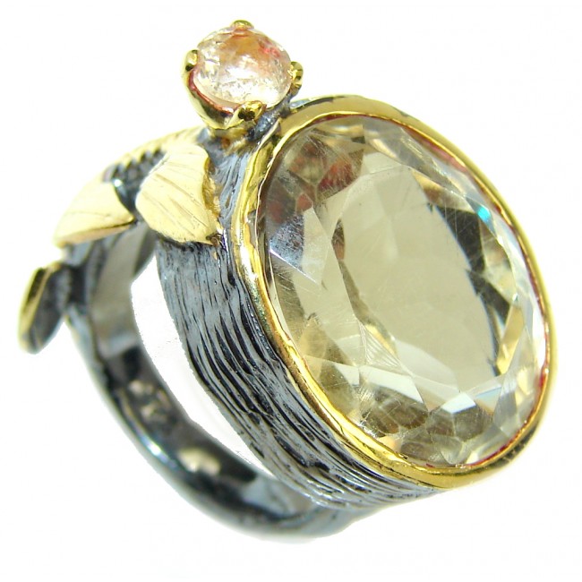 Sublime Citrine Gold Rhodium plated over Sterling Silver Ring s. 7
