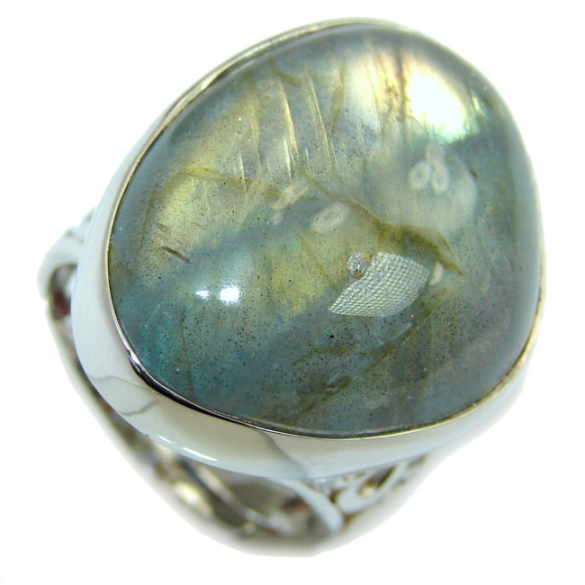 Captured Fire AAA Labradorite Sterling Silver Ring s. 7 - adjustable