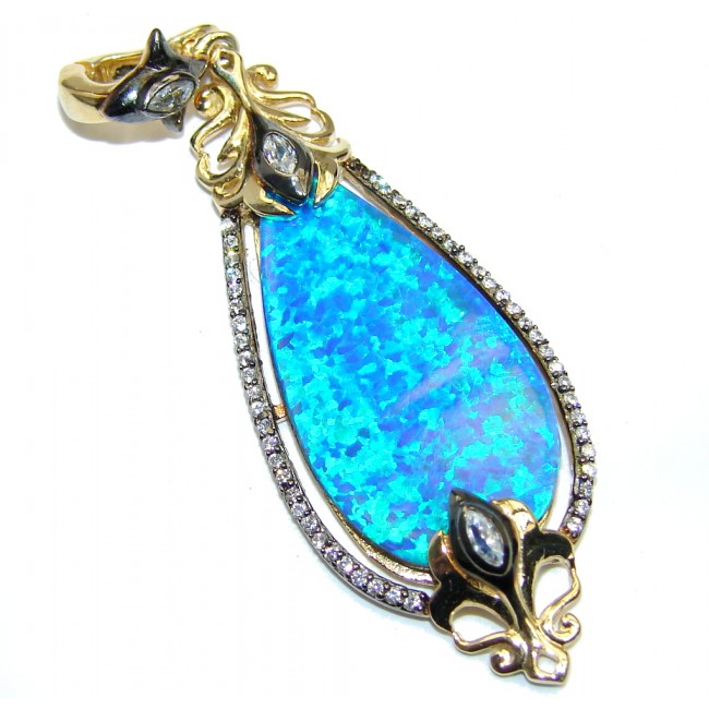 Secret Beauty Japanese Fire Opal Gold plated over Sterling Silver Pendant