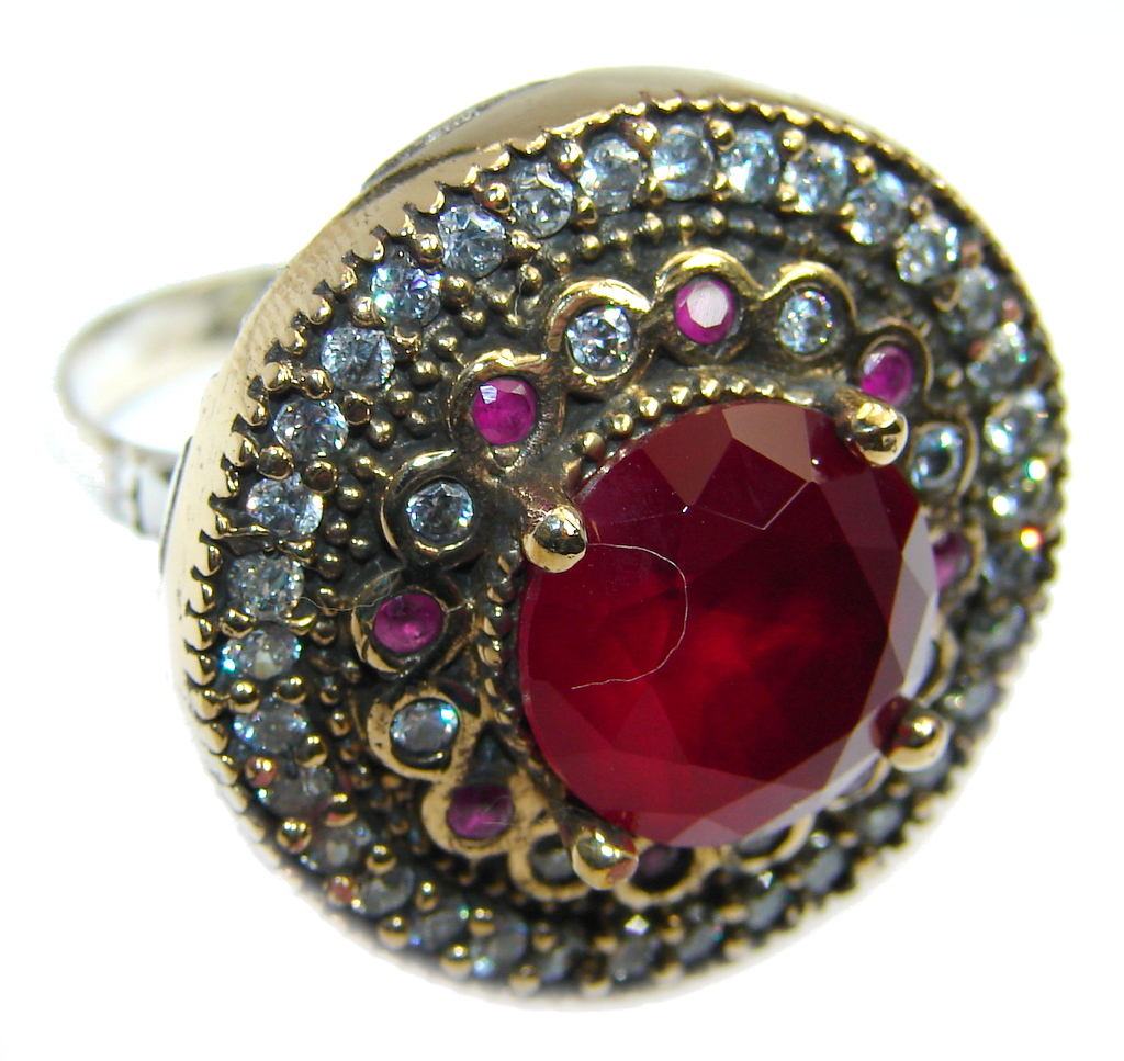 Ruby and White Topaz .925 Sterling Silver Ring