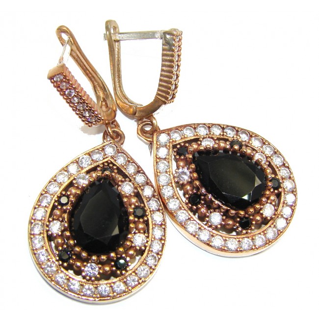 Outstanding Victorian Style Onyx copper covered Sterling Silver Earrings