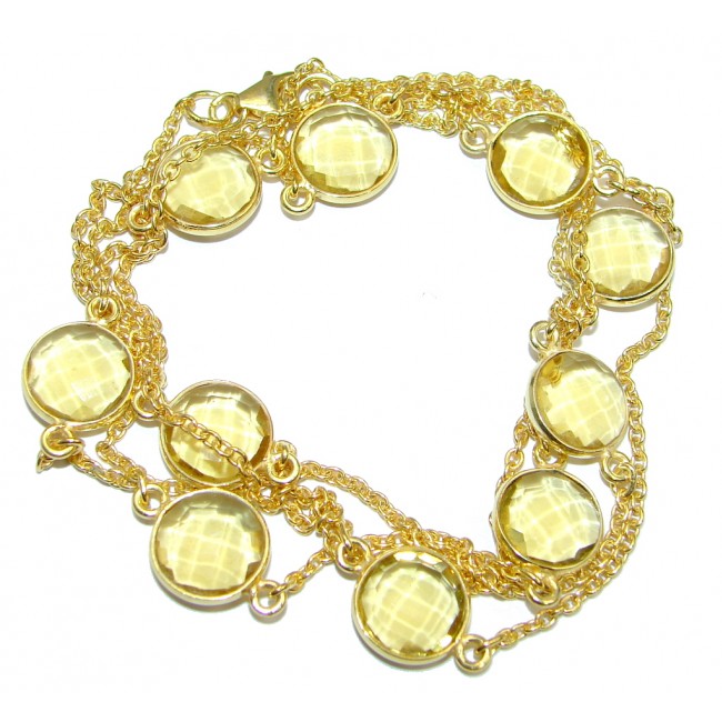 36 inches created Citrine Gold over Sterling Silver Necklace