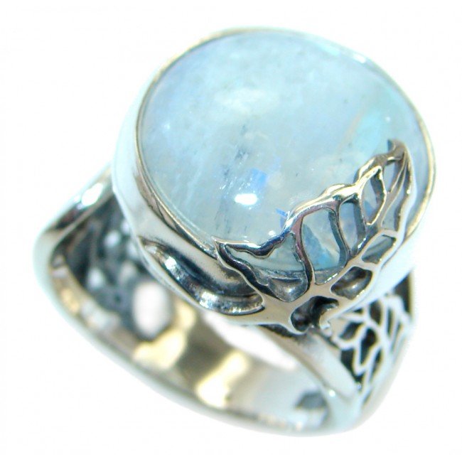 Fire Moonstone Sterling Silver handmade ring size adjustable